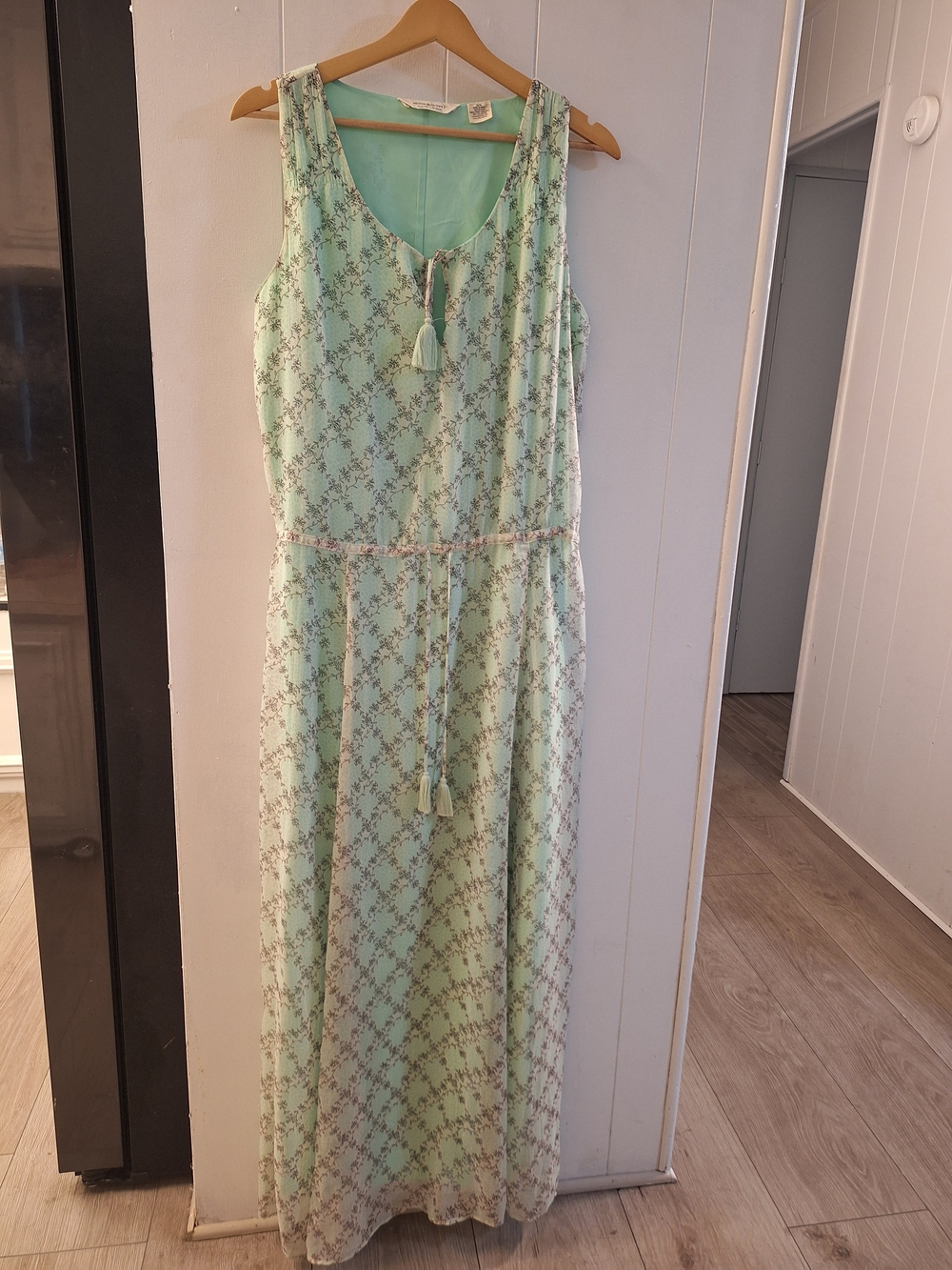 Denim & Supply Ralph Lauren Mint Green Printed Maxi Dress with Tassel Tie